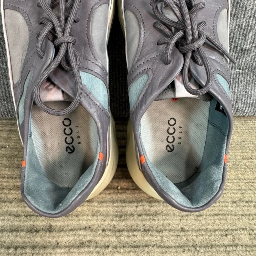 ECCO Golf Leather Low Top Sneakers Grey Blue Orange Womens Size 9-9.5